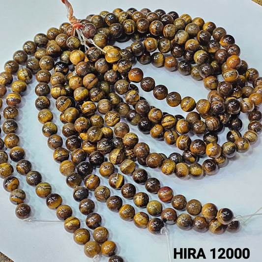 Tiger Eye Stone Beads 8mm – Full Strand (46–50 Beads) - HIRA 12000