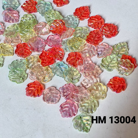 Transparent Leaf Design Acrylic Beads for Jewellery Making - 13004