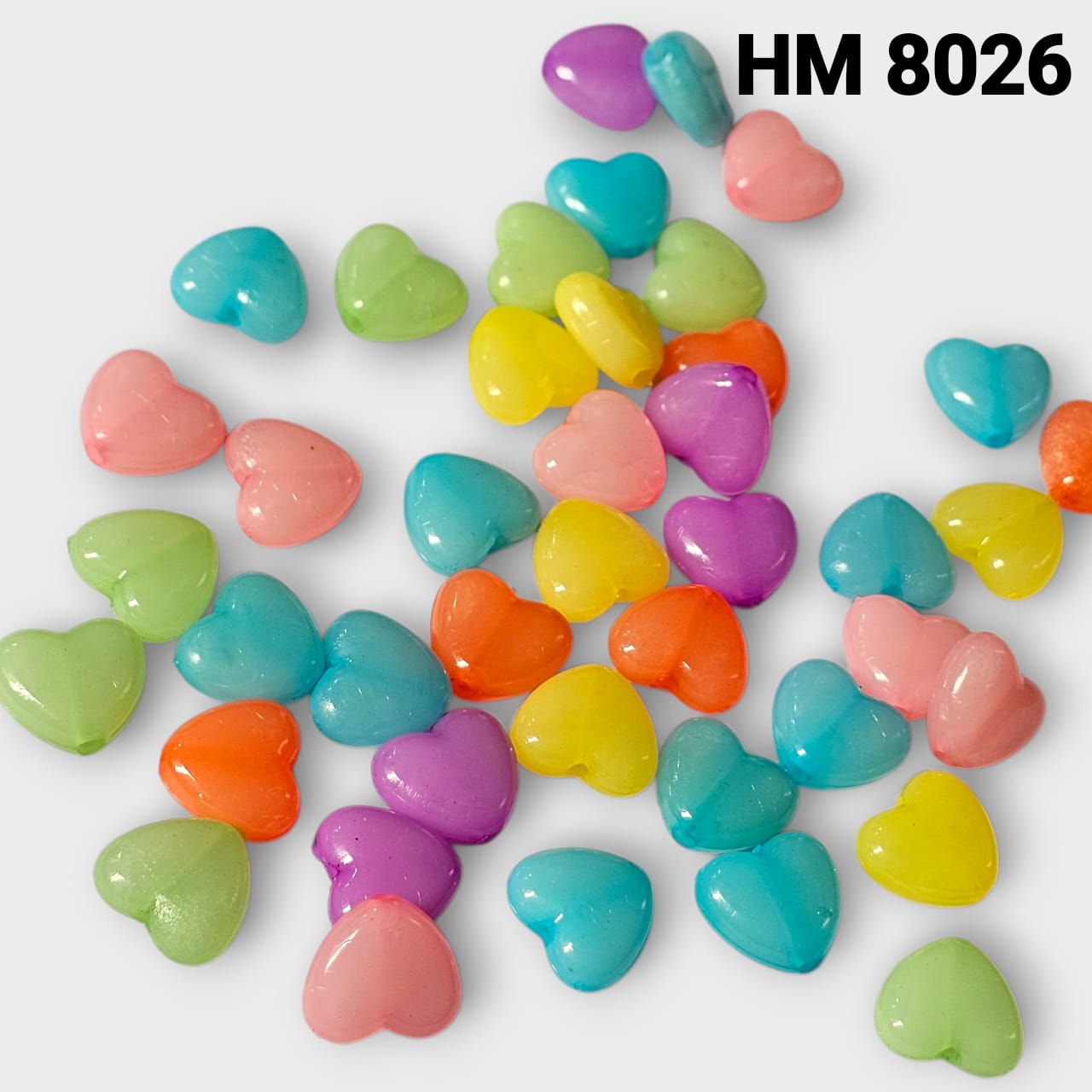 Multicolor Heart Plastic Beads for Craft & Jewellery HM - 8026