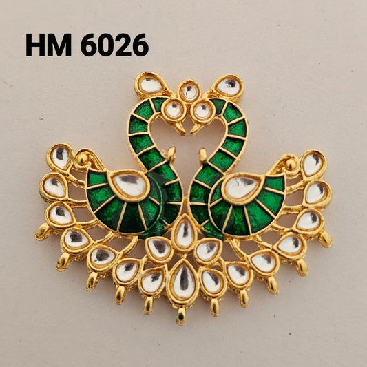 Green Kundan Peacock Motif Jewelry Connector 2pcs - HM 6026