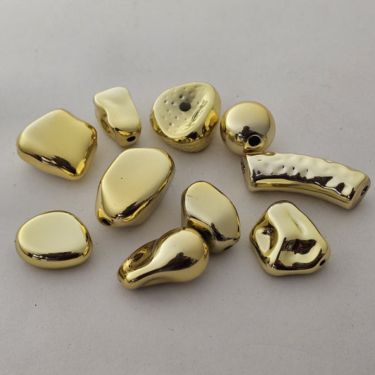 24K Gold Plated UV Finish Designer Beads