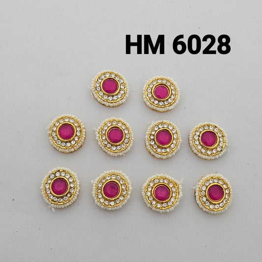 Designer Kundan Stone Button – 12 PCS  (HM 6028)