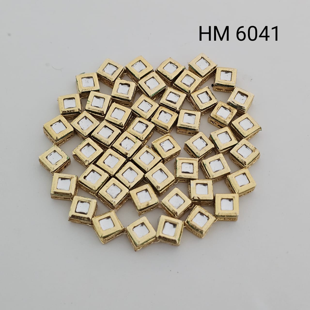Square Kundan Mirror Beads – Gold Finish 50 pics in one pkt-(HM 6041)