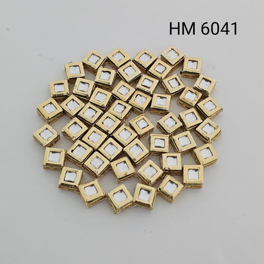 Square Kundan Mirror Beads – Gold Finish 50 pics in one pkt-(HM 6041)
