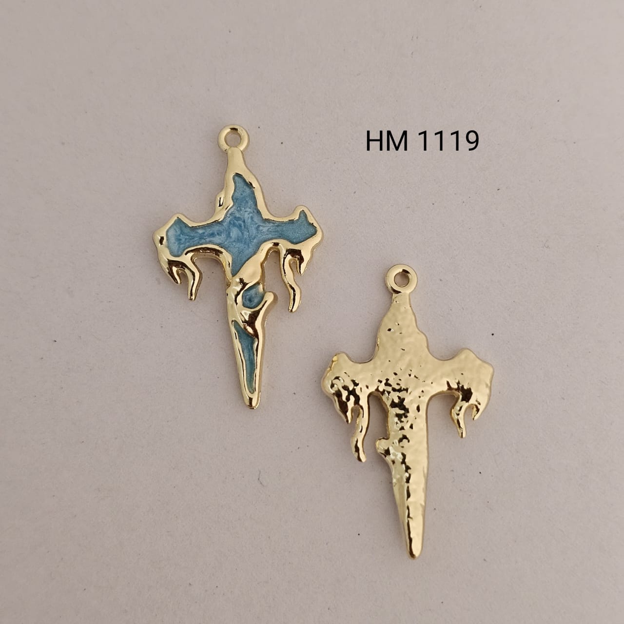 Gold Finish Enamel Cross Charm Pendant 10 pcs (HM 1119)