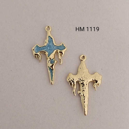 Gold Finish Enamel Cross Charm Pendant 10 pcs (HM 1119)