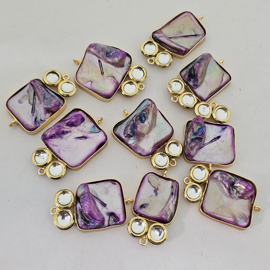 Mother of Pearl Shell Gold Plated Connector Charms 10 pcs