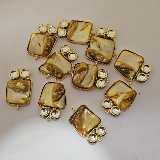 Mother of Pearl Shell Gold Plated Connector Charms  10 PCS