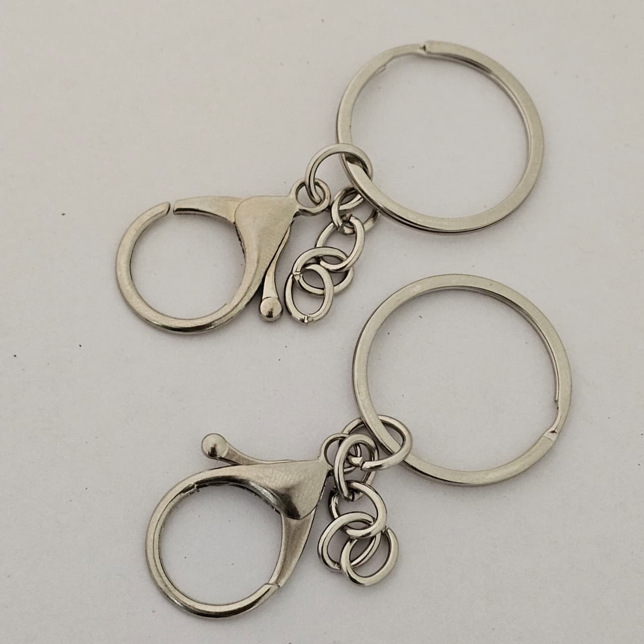 Silver Finish Keychain Hook with Split Ring (Heavy Quality)