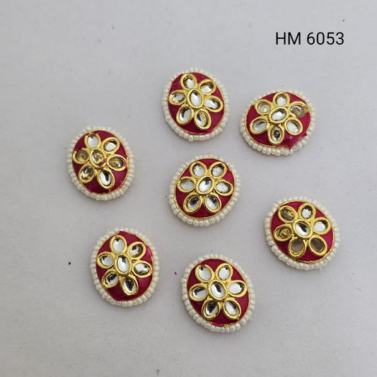 Royal Red Kundan Floral Button (PER PKT 12 PCS) (HM 6053)