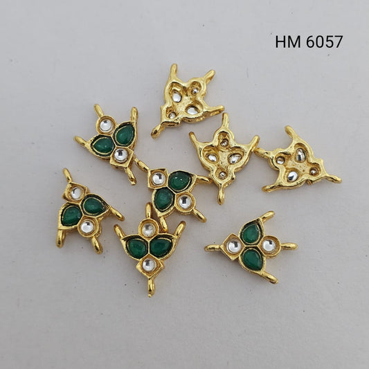 Green Kundan Triangle Connector Charm (PER PKT 10 PCS)-(HM 6057)