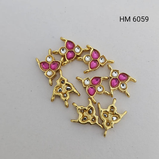 Pink Kundan Triangle Connector Charm ( PER PKT 10 PCS)-(HM 6059)