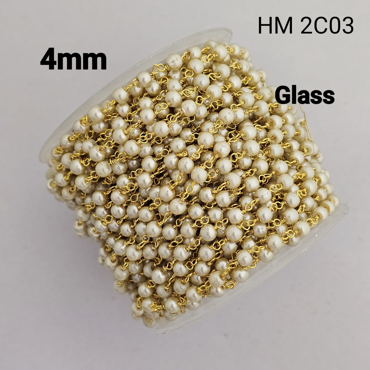 Golden Ganthan Mala Chain with Glass Beads 4mm - HM 2C03