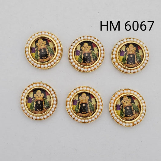 Religious Pearl Border Round pendant (6 PCS IN ONE PKT) - HM 6067