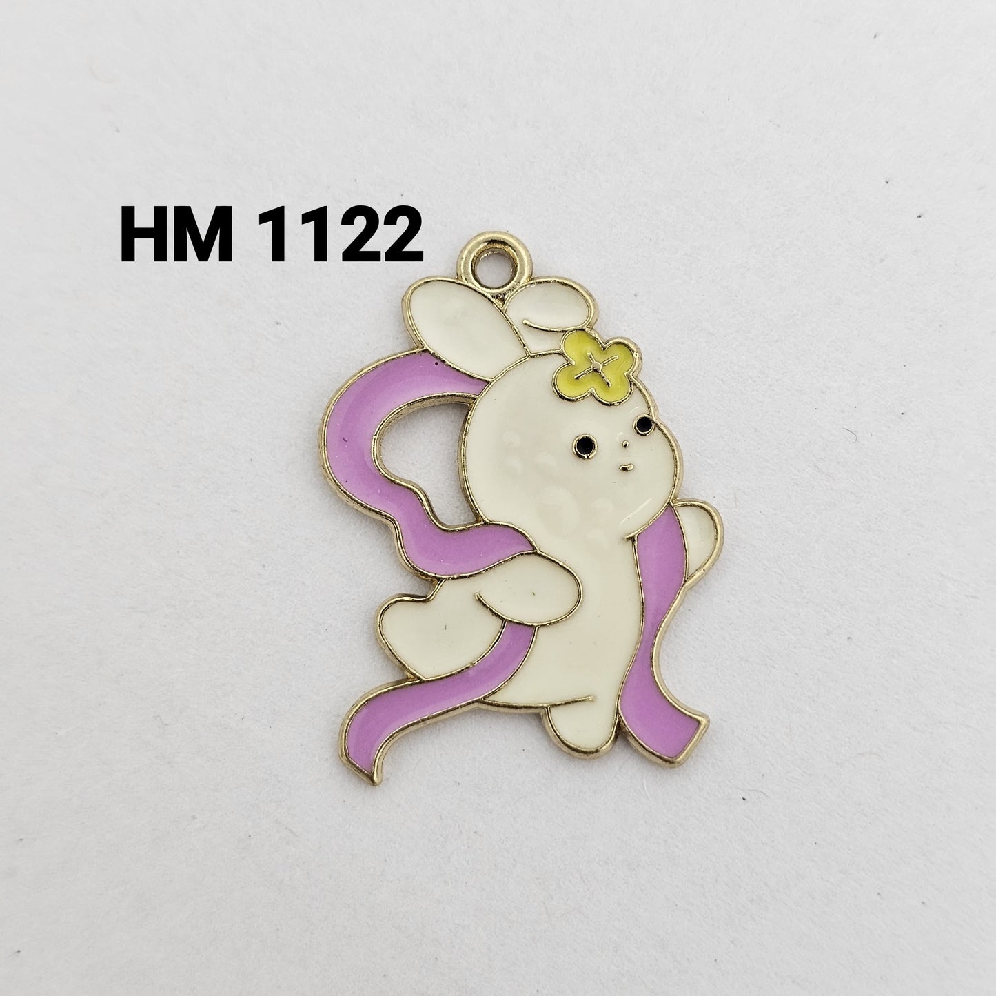 Cute Bunny Enamel Charm Pendant - HM 1122