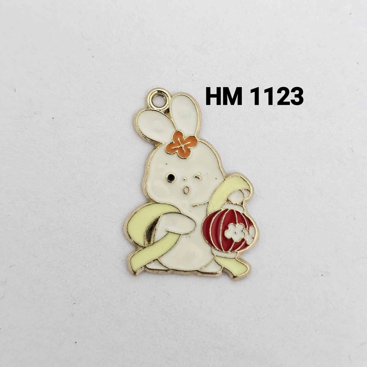 Cute Bunny with Lantern Enamel Charm Pendant - HM 1123