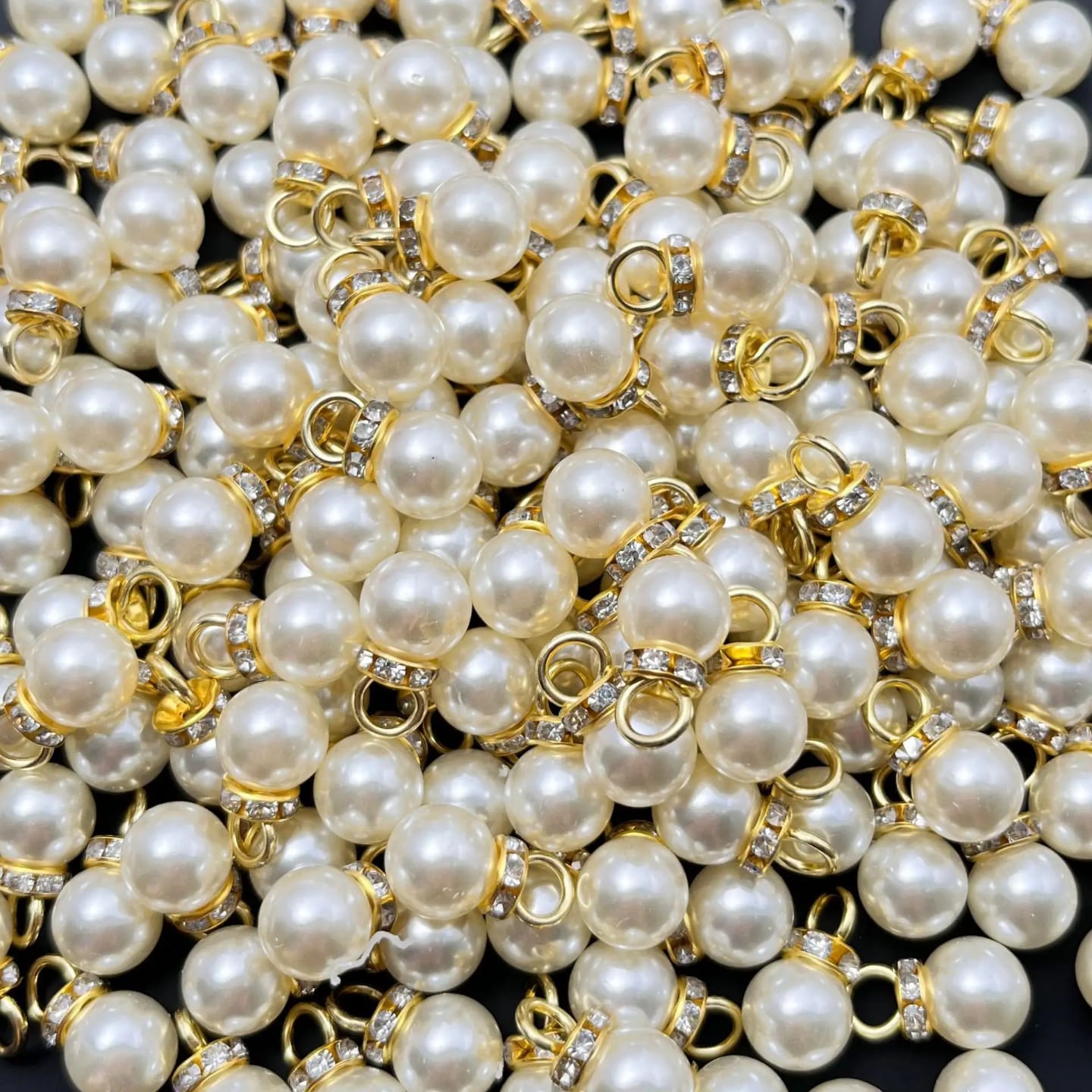 Golden Pearl Charm Pendant with Stone Ring (10 MM)