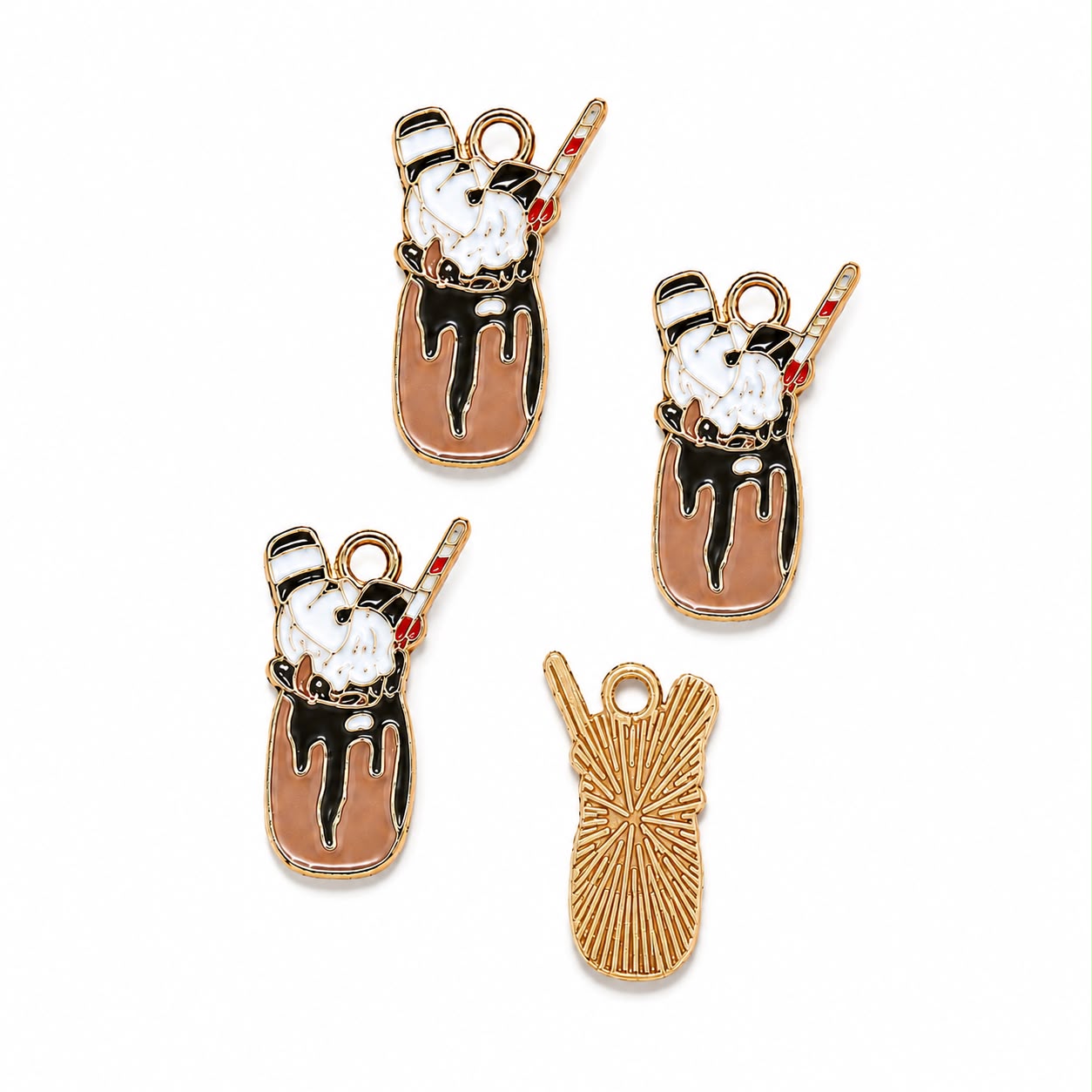 Chocolate Milkshake Enamel Charm Pendant 10pcs