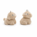Cute Brown Puppy Plush Keychain Charm | Soft Kawaii Mini Bag Charm 2pcs