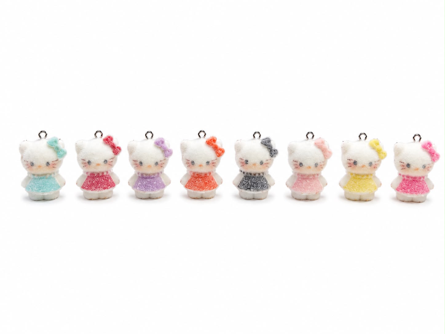 Cute Kitty Plush Keychain Charm | Soft Kawaii Mini Bag Charm 8pcs