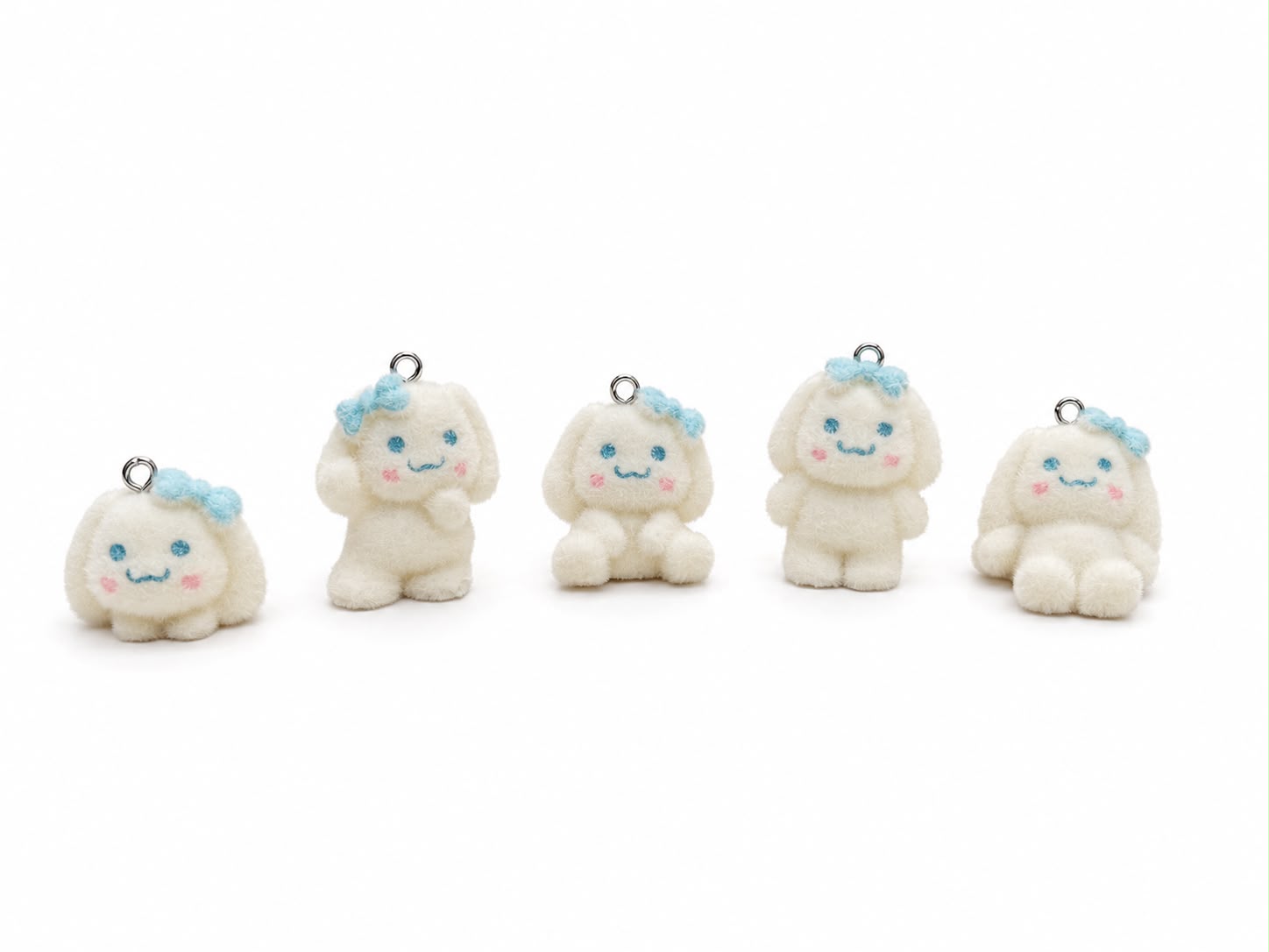 Blue Stitch Plush Mini Keychain Charm | Soft Fuzzy Plush Pendant 5pcs