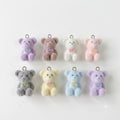 Cute Mini Plush Teddy Bear Charms for DIY Jewelry Making 8pcs