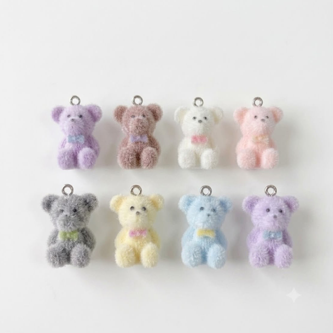 Cute Mini Plush Teddy Bear Charms for DIY Jewelry Making 8pcs