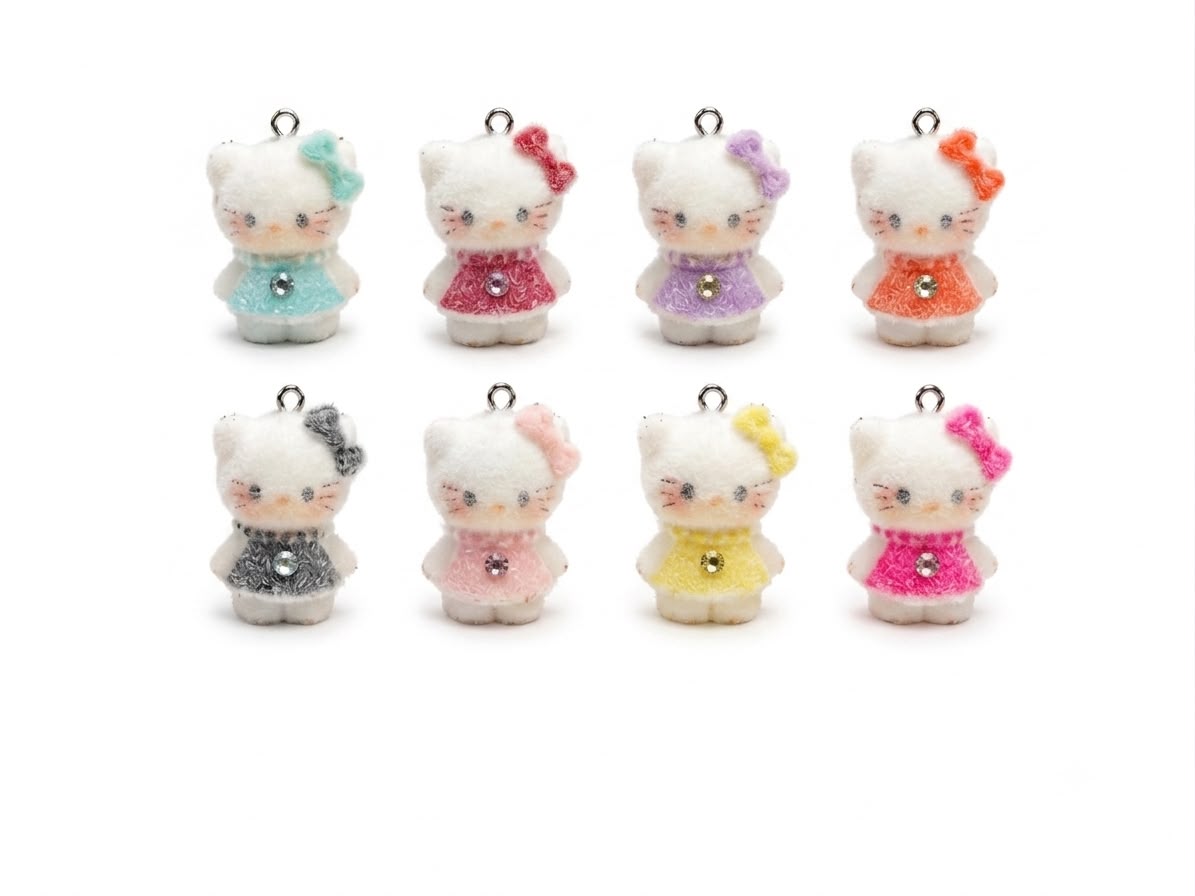 Cute Kitty Plush Keychain Charm | Soft Kawaii Mini Bag Charm 8pcs