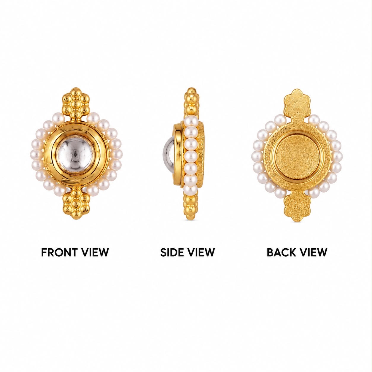 Golden Kundan Pearl Round Connector Charm for Jewellery Making | Premium Decorative DIY Pendant(PACK OF 10 Pcs)