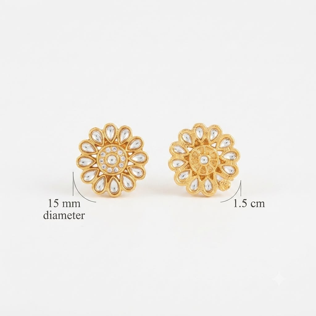 Premium Round Kundan Pearl Charm for Jewellery Making – Gold Finish (PACK OF 10 Pcs)