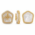 Premium Mother of Pearl Ram Darbar Connector Charm with CZ Border – Gold Finish for Jewellery Making(PACK OF 10PCS)