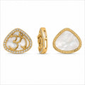 Premium Om Mother of Pearl Connector Charm with CZ Border – Gold Finish for Jewellery Making (PACK OF 10PS)