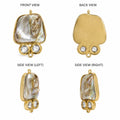 Natural Shell Pearl Pendant Connector with Crystal Stones – Gold Finish | Premium Jewellery Making Charm |(PACK OF 10 PCS)