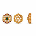 Premium Hexagon Kundan Embellishment for Jewellery Making – Gold Finish Decorative Craft Stone(PACK OF 10PCS)