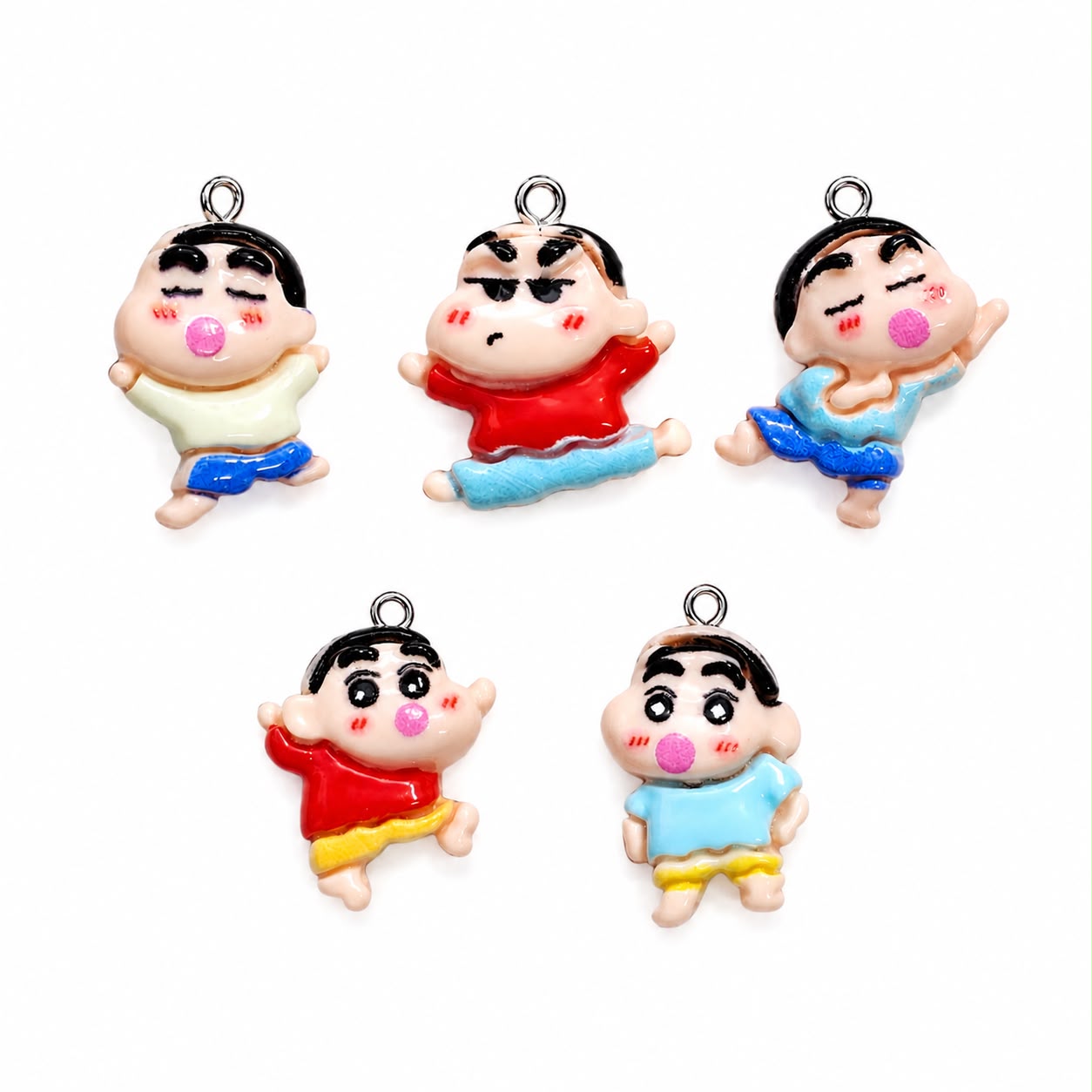 Shinchan Cartoon Enamel Alloy Charms – 50 PCS Mixed Designs for DIY Jewelry Making