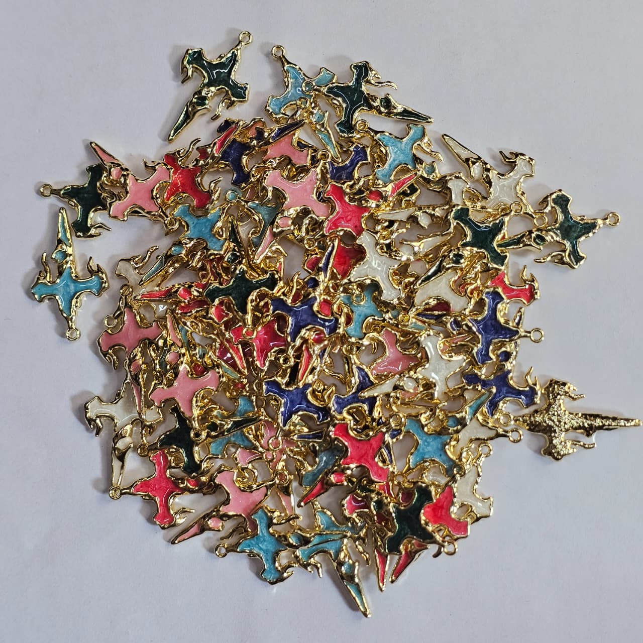 cross charm - Anti Tarnish 6 colors mix ( 50 pcs ) HM 1026