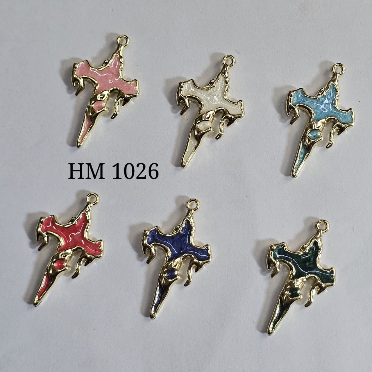 cross charm - Anti Tarnish 6 colors mix ( 50 pcs ) HM 1026