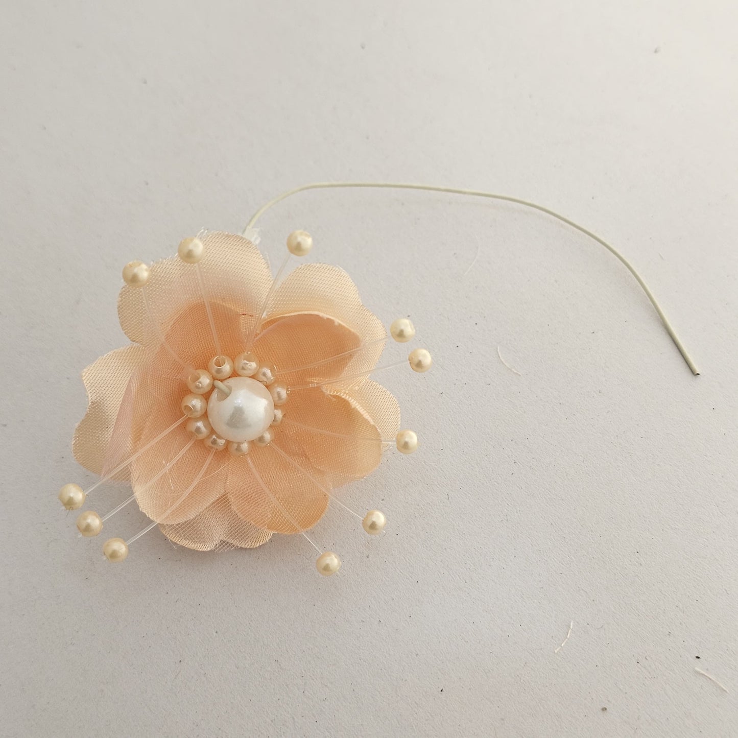 Artificial Peach Organza Flower Stamens with Pearl Centers (72 PCS IN ONE PKT)-HM 9001