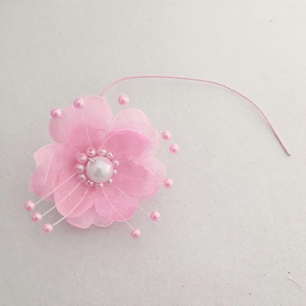Artificial Baby Pink Organza Flower Stamens with Pearl Centers (72 PCS IN ONE PKT)-HM 9002