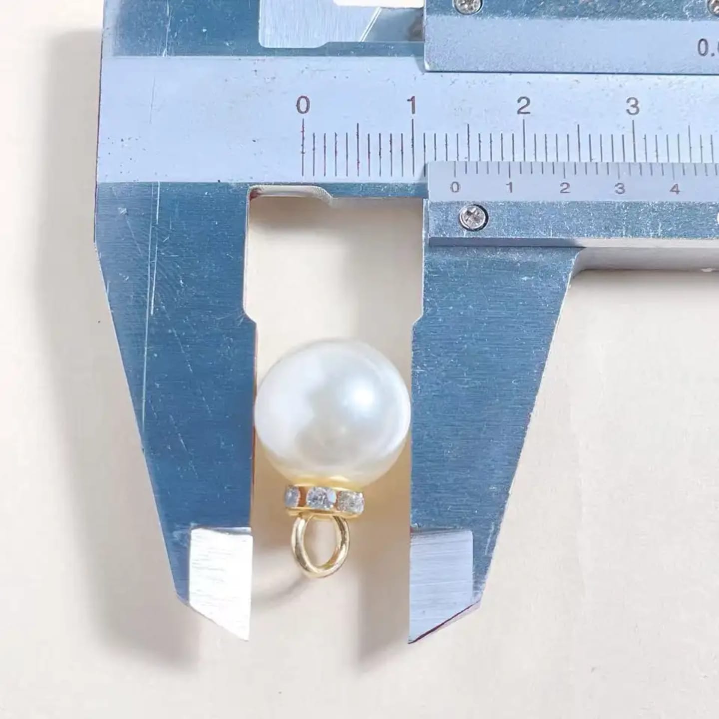 Golden Pearl Charm Pendant with Stone Ring (10 MM)