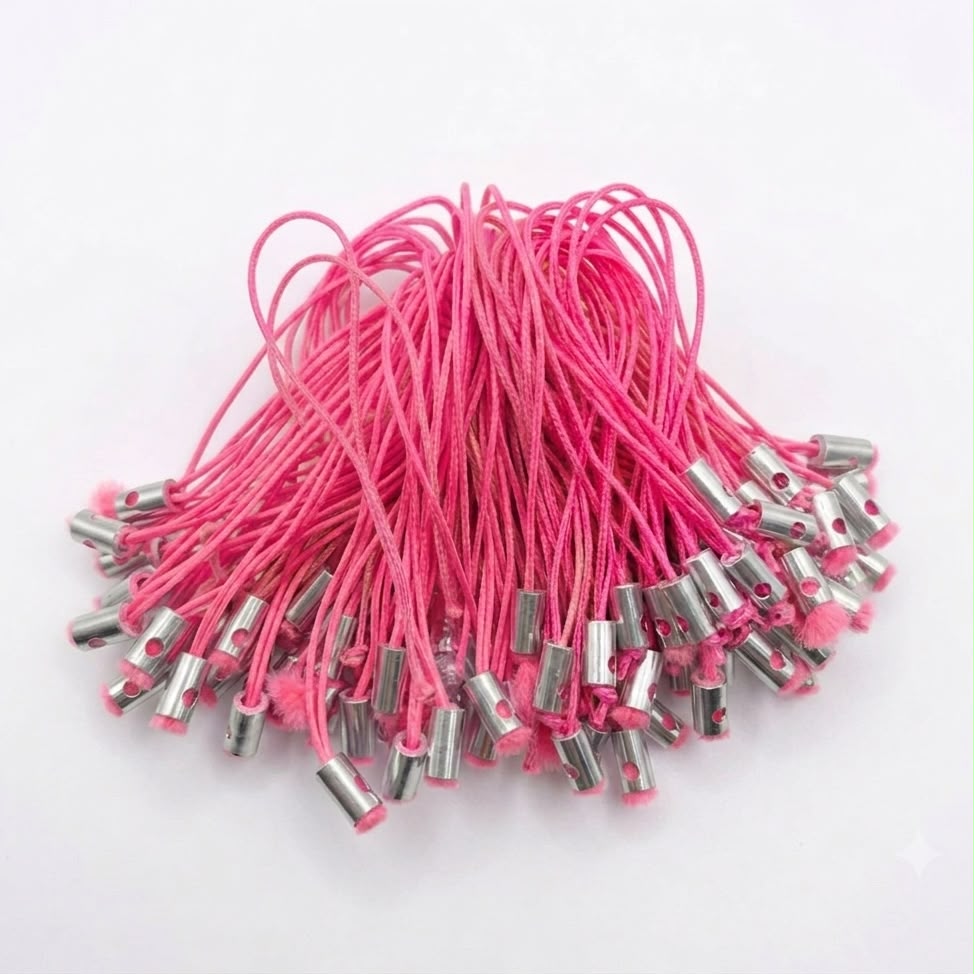 Mixed Color Mobile Charm Straps with Metal Loop | Nylon Phone Charm Strings for DIY Keychains, Charms & Crafts 100pcs