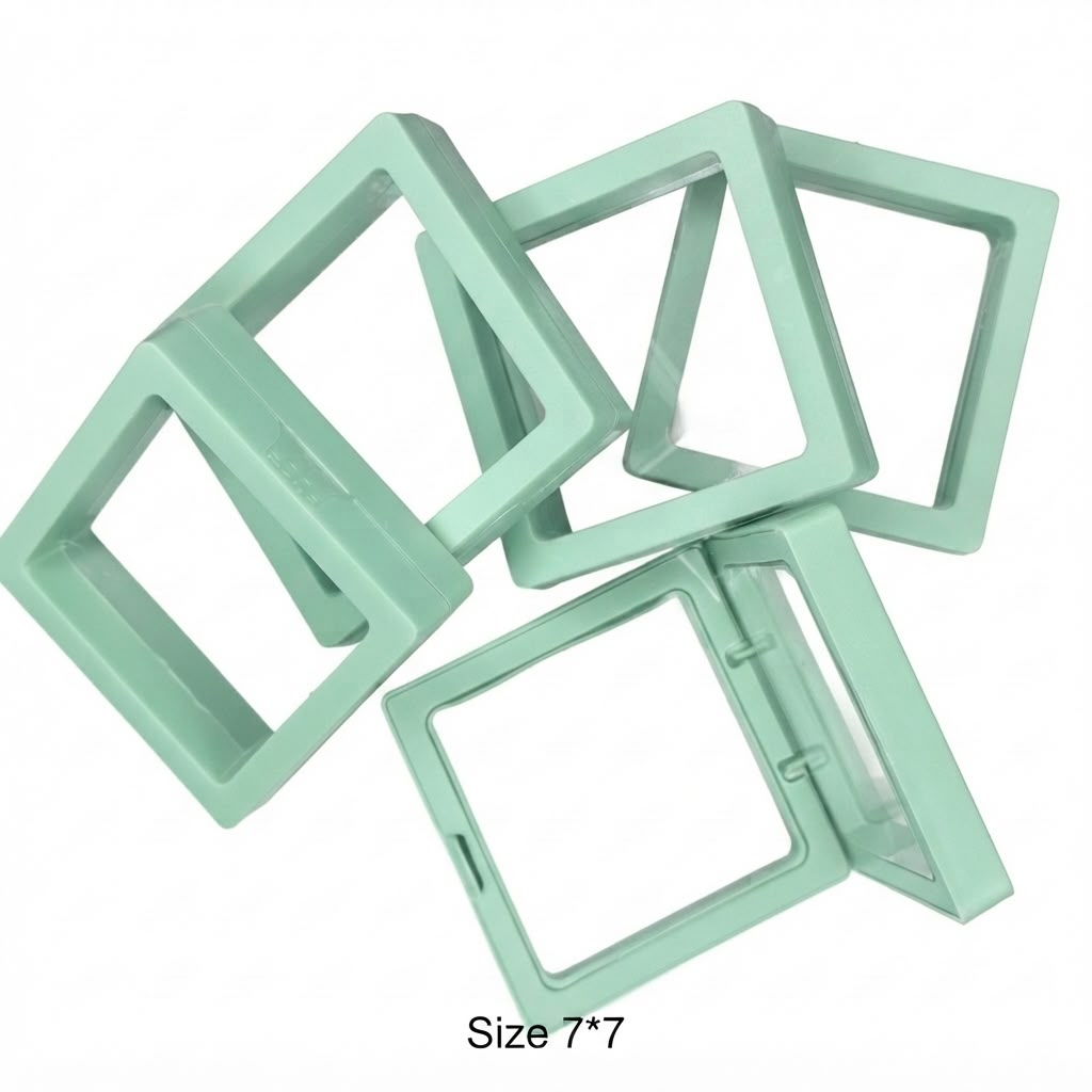 7×7 cm Plastic Display Frame Packing Box – Protective Gift & Storage Case (Turquoise)10 pcs