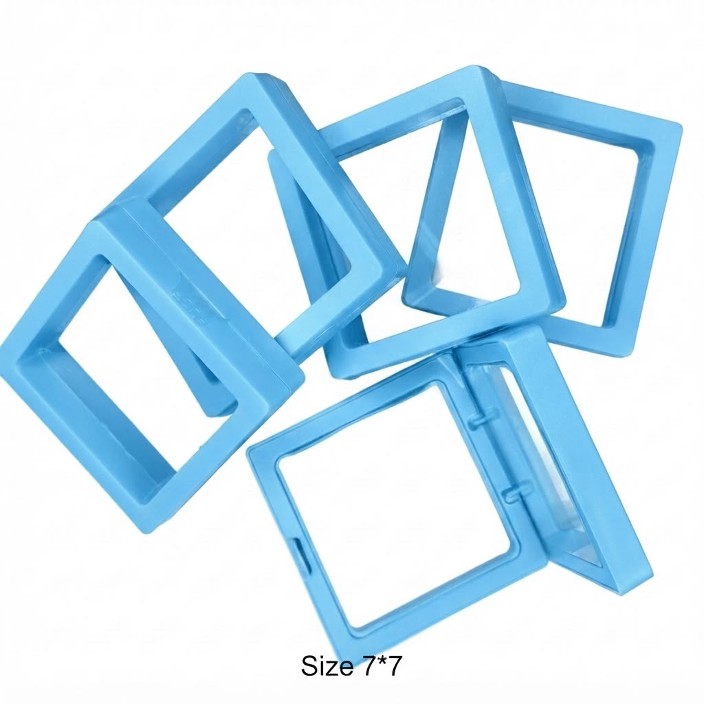 7×7 cm Plastic Display Frame Packing Box – Protective Gift & Storage Case (Turquoise)10 pcs