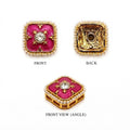 Premium Mixed Color Square Pearl Border Kundan Embellishments for Jewellery Making(PACK OF 12 Pcs)