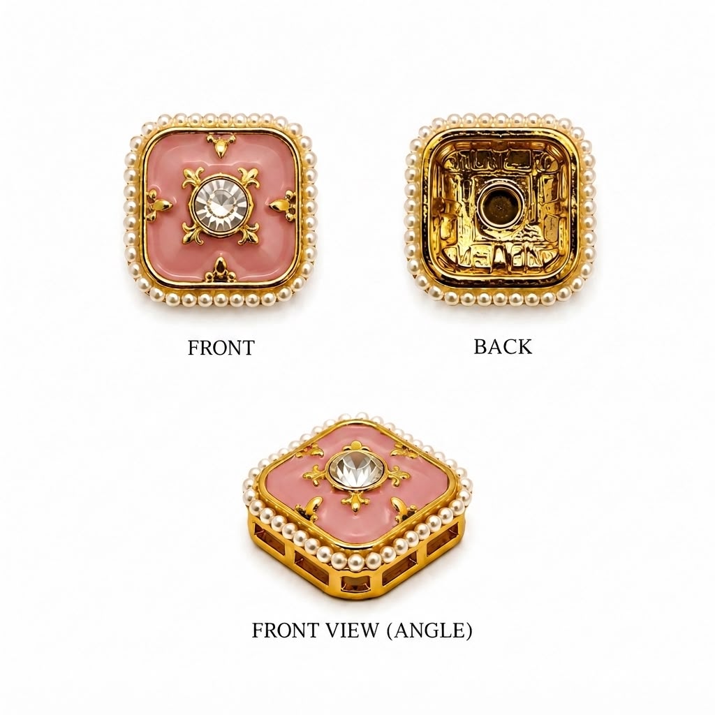 Premium Mixed Color Square Pearl Border Kundan Embellishments for Jewellery Making(PACK OF 12 Pcs)