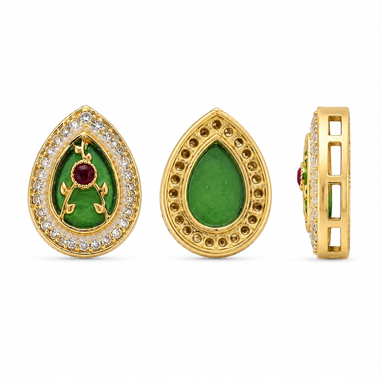 Mixed Color Teardrop Kundan Stone for Jewellery Making – Premium Gold Finish(PACK OF 12PCS)