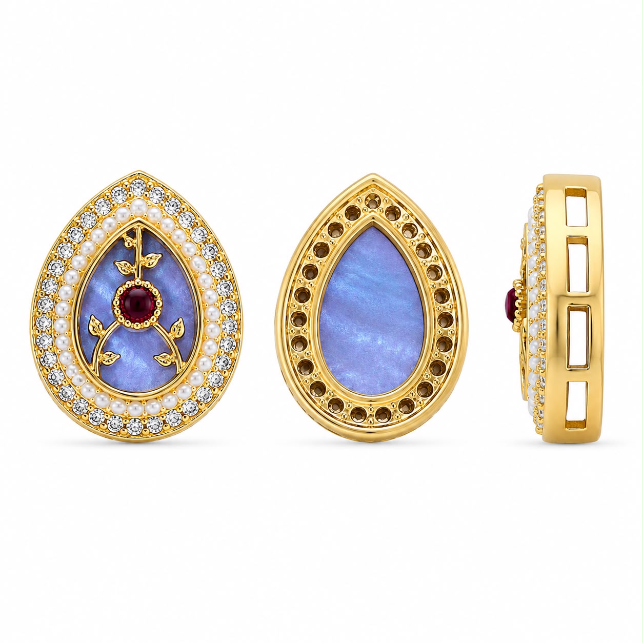 Mixed Color Teardrop Kundan Stone for Jewellery Making – Premium Gold Finish(PACK OF 12PCS)
