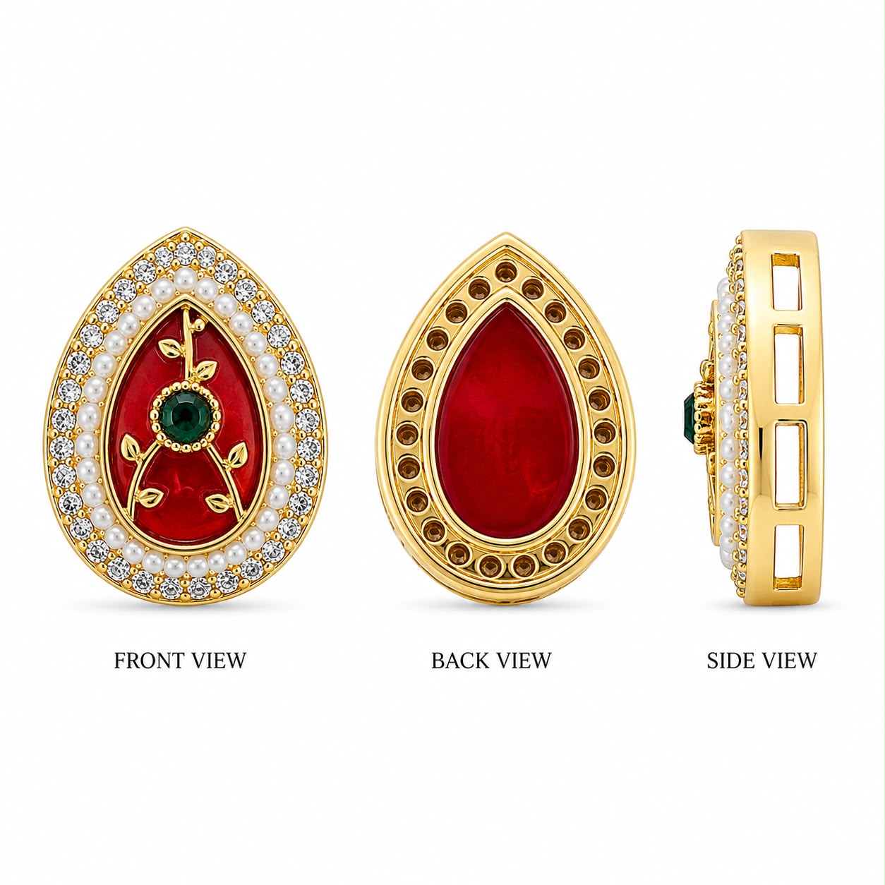 Mixed Color Teardrop Kundan Stone for Jewellery Making – Premium Gold Finish(PACK OF 12PCS)