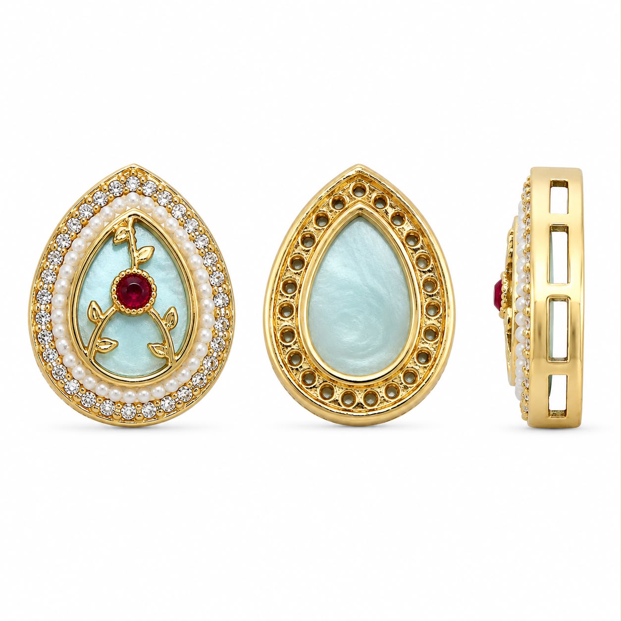 Mixed Color Teardrop Kundan Stone for Jewellery Making – Premium Gold Finish(PACK OF 12PCS)