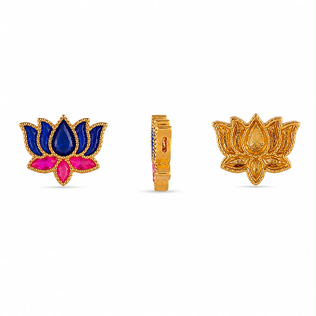Lotus Shape Kundan Embellishment Gold Finish | Flat Back | DIY Jewellery Making | Pack of 12PCS